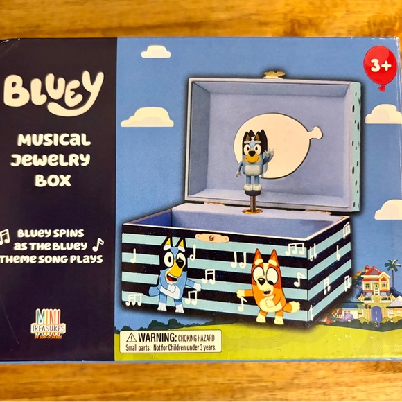 Bluey Musical Jewelry Box with Blue and Teal Stripes - Picture 6 of 6
